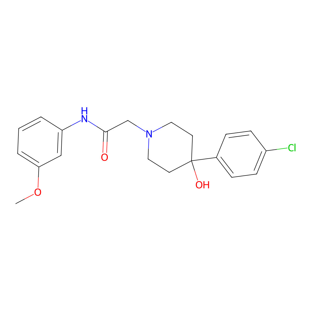 2-[4-(4-chlorophenyl)-4-hydroxypiperidin-1-yl]-N-(3-methoxyphenyl)acetamide molecular structure, CAS 2741930-53-8