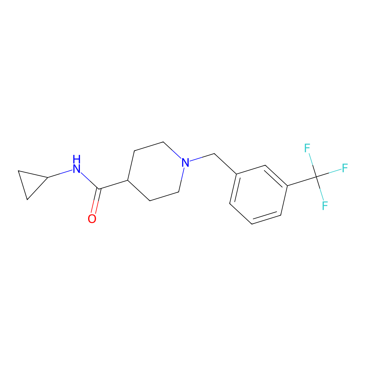 N-cyclopropyl-1-{[3-(trifluoromethyl)phenyl]methyl}piperidine-4-carboxamide molecular structure, CAS 2741930-57-2
