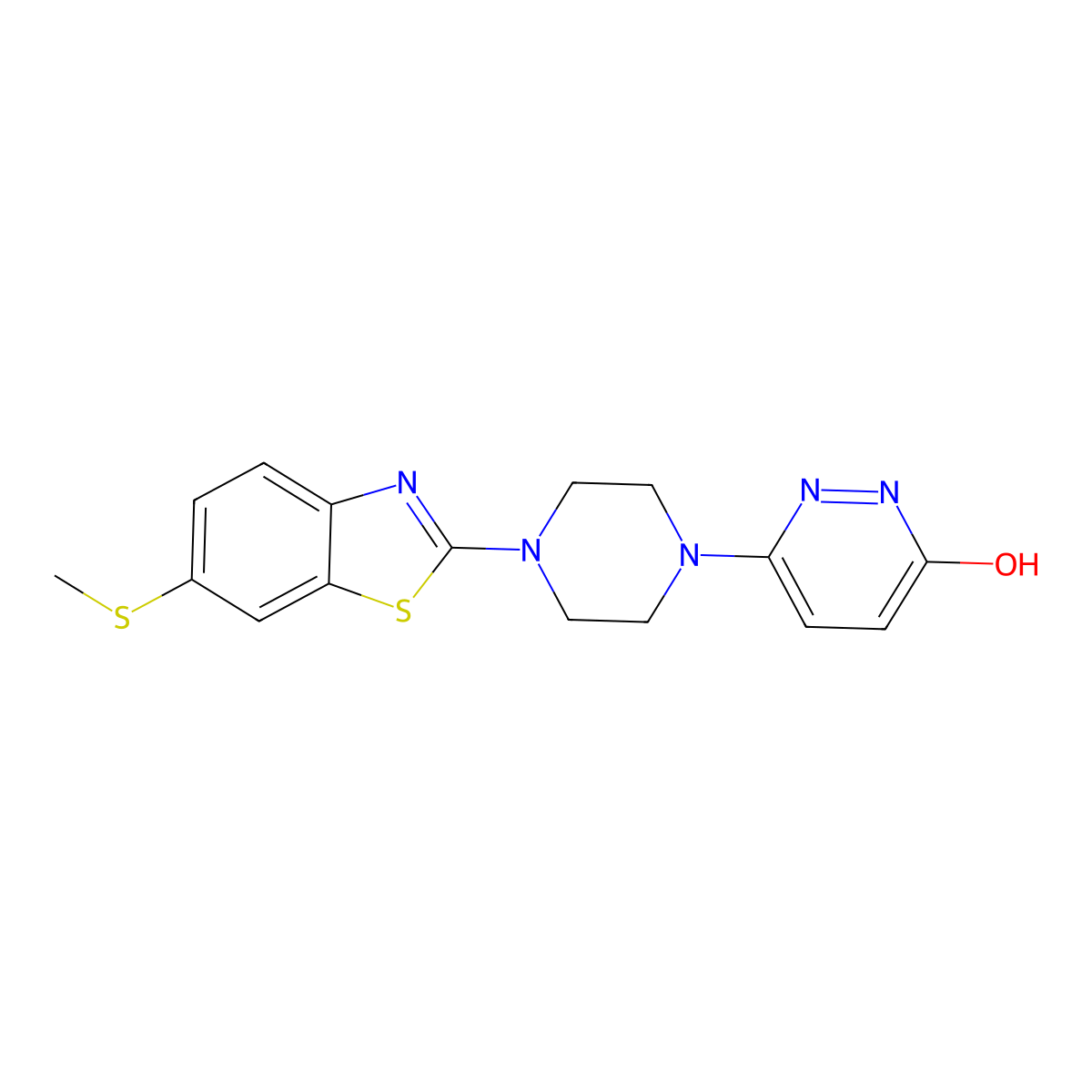 6-{4-[6-(Methylsulfanyl)-1,3-benzothiazol-2-yl]piperazin-1-yl}pyridazin-3-ol molecular structure, CAS 2741930-59-4