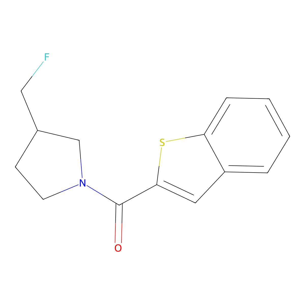 1-(1-Benzothiophene-2-carbonyl)-3-(fluoromethyl)pyrrolidine molecular structure, CAS 2741930-61-8