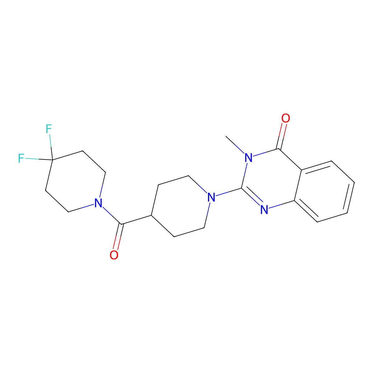 2-[4-(4,4-Difluoropiperidine-1-carbonyl)piperidin-1-yl]-3-methyl-3,4-dihydroquinazolin-4-one molecular structure, CAS 2741930-62-9