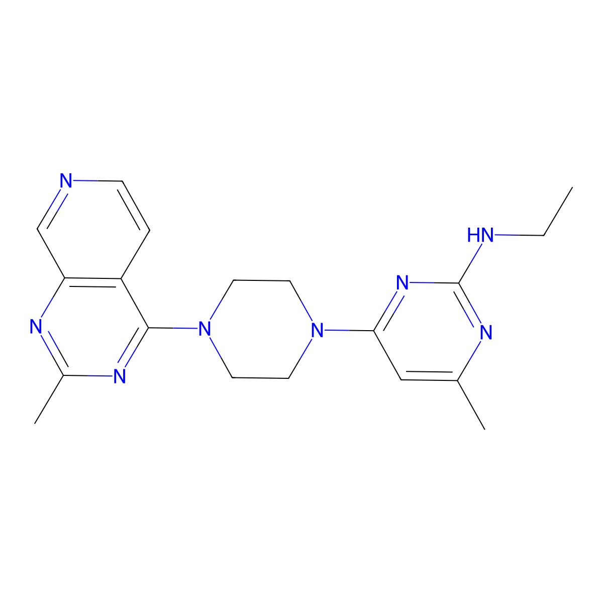 N-ethyl-4-methyl-6-(4-{2-methylpyrido[3,4-d]pyrimidin-4-yl}piperazin-1-yl)pyrimidin-2-amine molecular structure, CAS 2741930-64-1