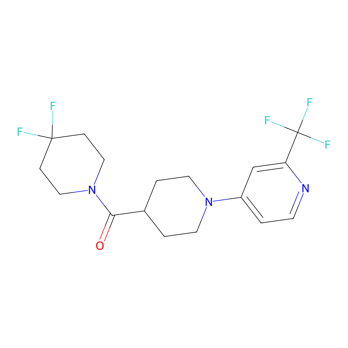 4-[4-(4,4-Difluoropiperidine-1-carbonyl)piperidin-1-yl]-2-(trifluoromethyl)pyridine molecular structure, CAS 2741930-66-3