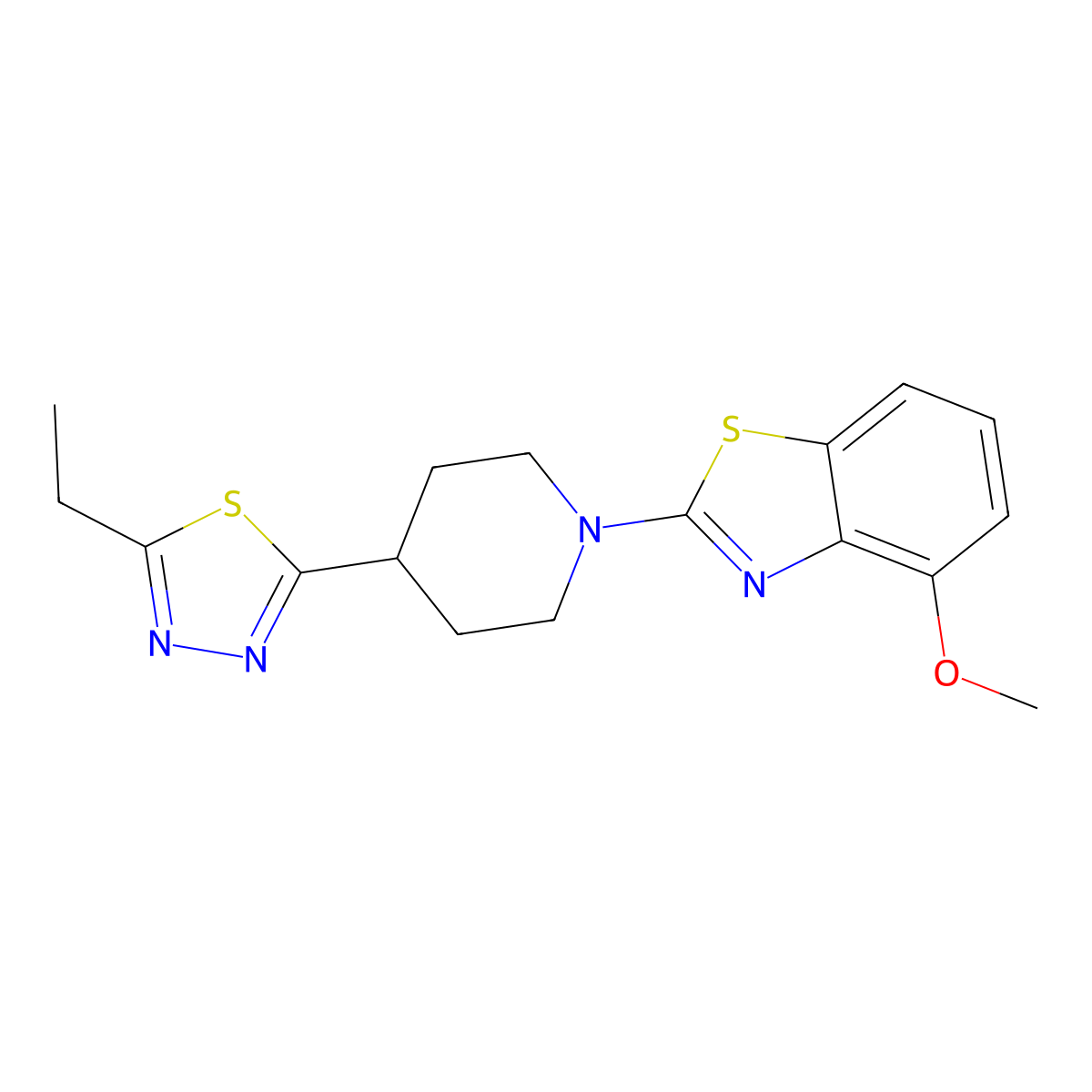 2-[4-(5-Ethyl-1,3,4-thiadiazol-2-yl)piperidin-1-yl]-4-methoxy-1,3-benzothiazole molecular structure, CAS 2741930-68-5
