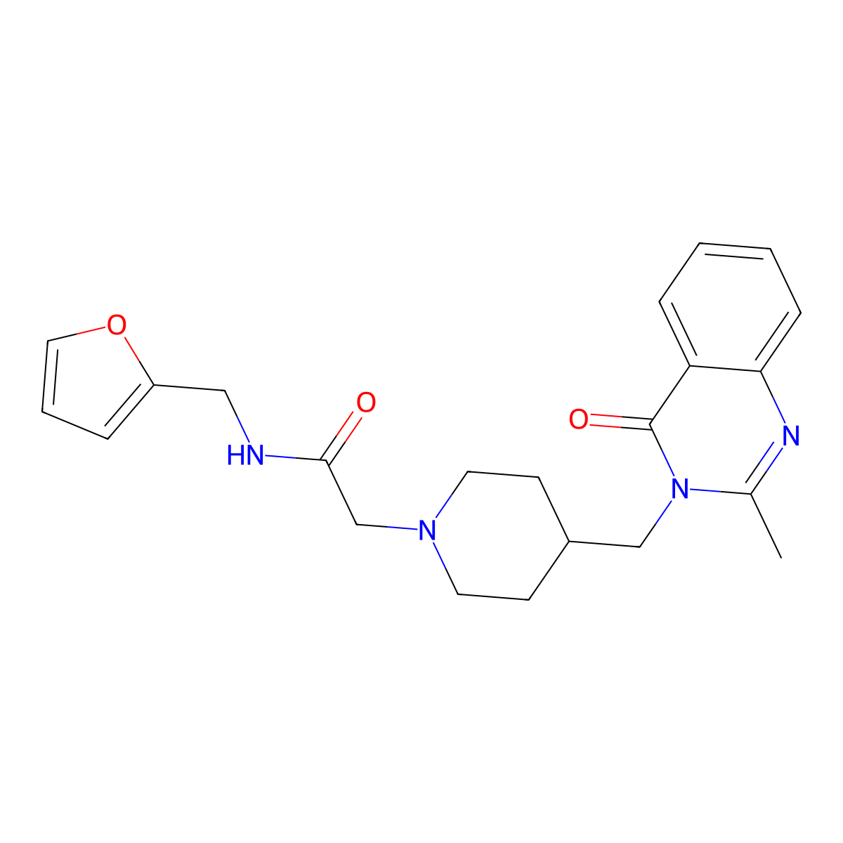 N-[(furan-2-yl)methyl]-2-{4-[(2-methyl-4-oxo-3,4-dihydroquinazolin-3-yl)methyl]piperidin-1-yl}acetamide molecular structure, CAS 2741930-70-9