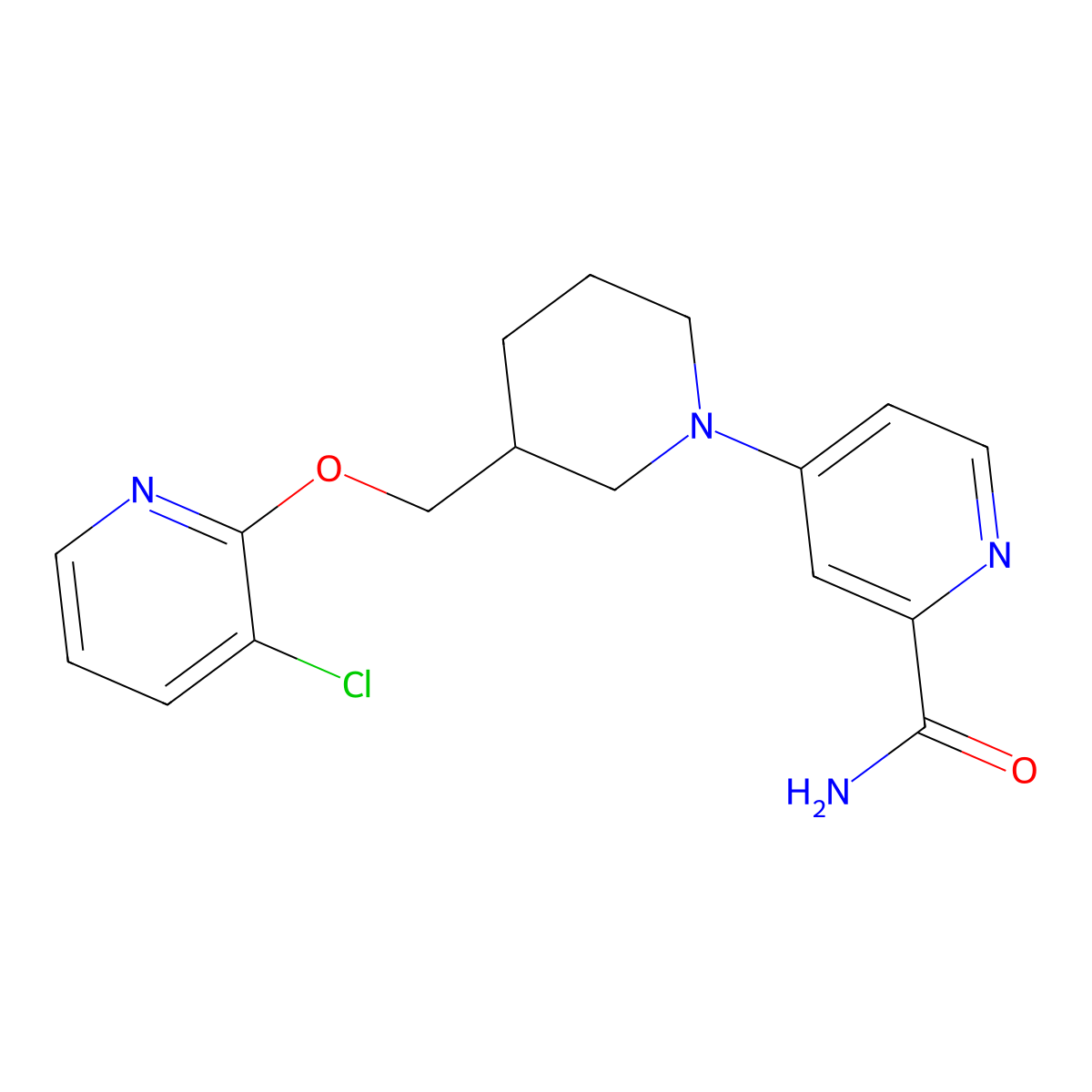 4-(3-{[(3-Chloropyridin-2-yl)oxy]methyl}piperidin-1-yl)pyridine-2-carboxamide molecular structure, CAS 2741930-72-1