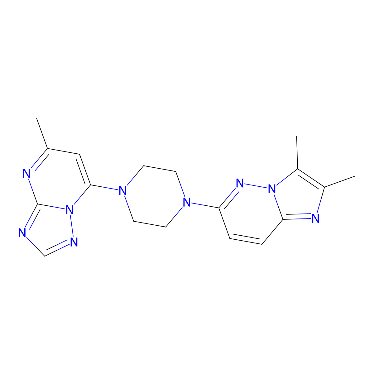 1-{2,3-Dimethylimidazo[1,2-b]pyridazin-6-yl}-4-{5-methyl-[1,2,4]triazolo[1,5-a]pyrimidin-7-yl}piperazine molecular structure, CAS 2741930-74-3