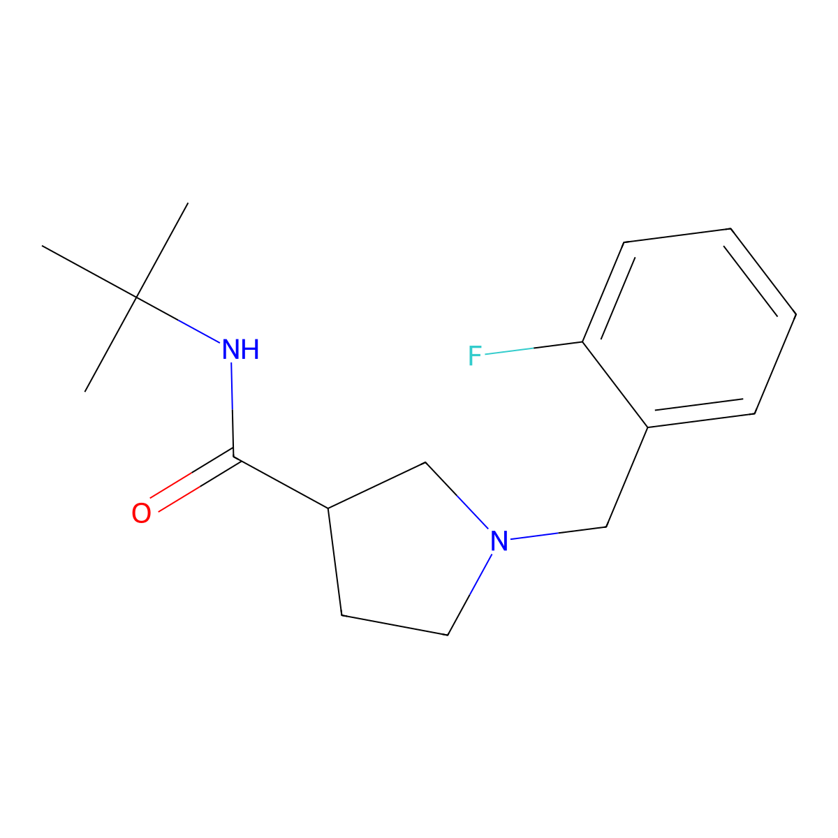 N-tert-butyl-1-[(2-fluorophenyl)methyl]pyrrolidine-3-carboxamide molecular structure, CAS 2741930-75-4