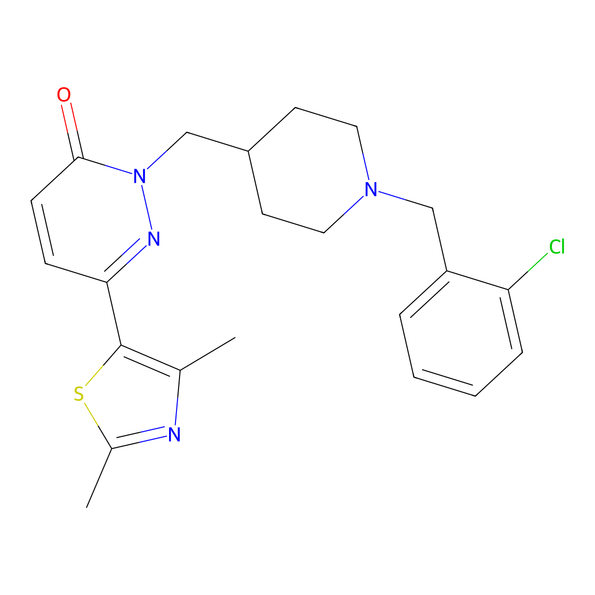 2-({1-[(2-Chlorophenyl)methyl]piperidin-4-yl}methyl)-6-(2,4-dimethyl-1,3-thiazol-5-yl)-2,3-dihydropyridazin-3-one molecular structure, CAS 2741930-77-6