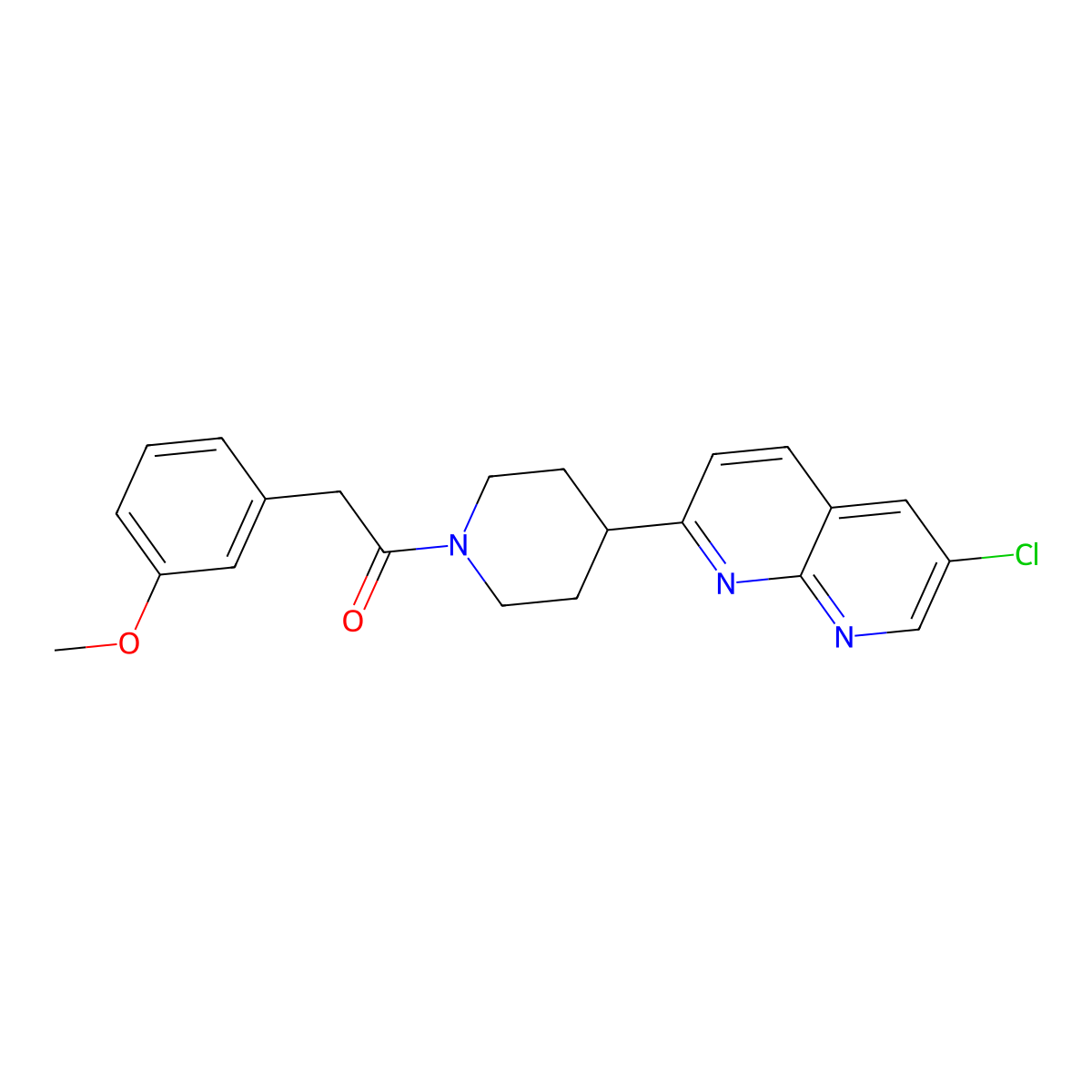 1-[4-(6-Chloro-1,8-naphthyridin-2-yl)piperidin-1-yl]-2-(3-methoxyphenyl)ethan-1-one molecular structure, CAS 2741930-79-8