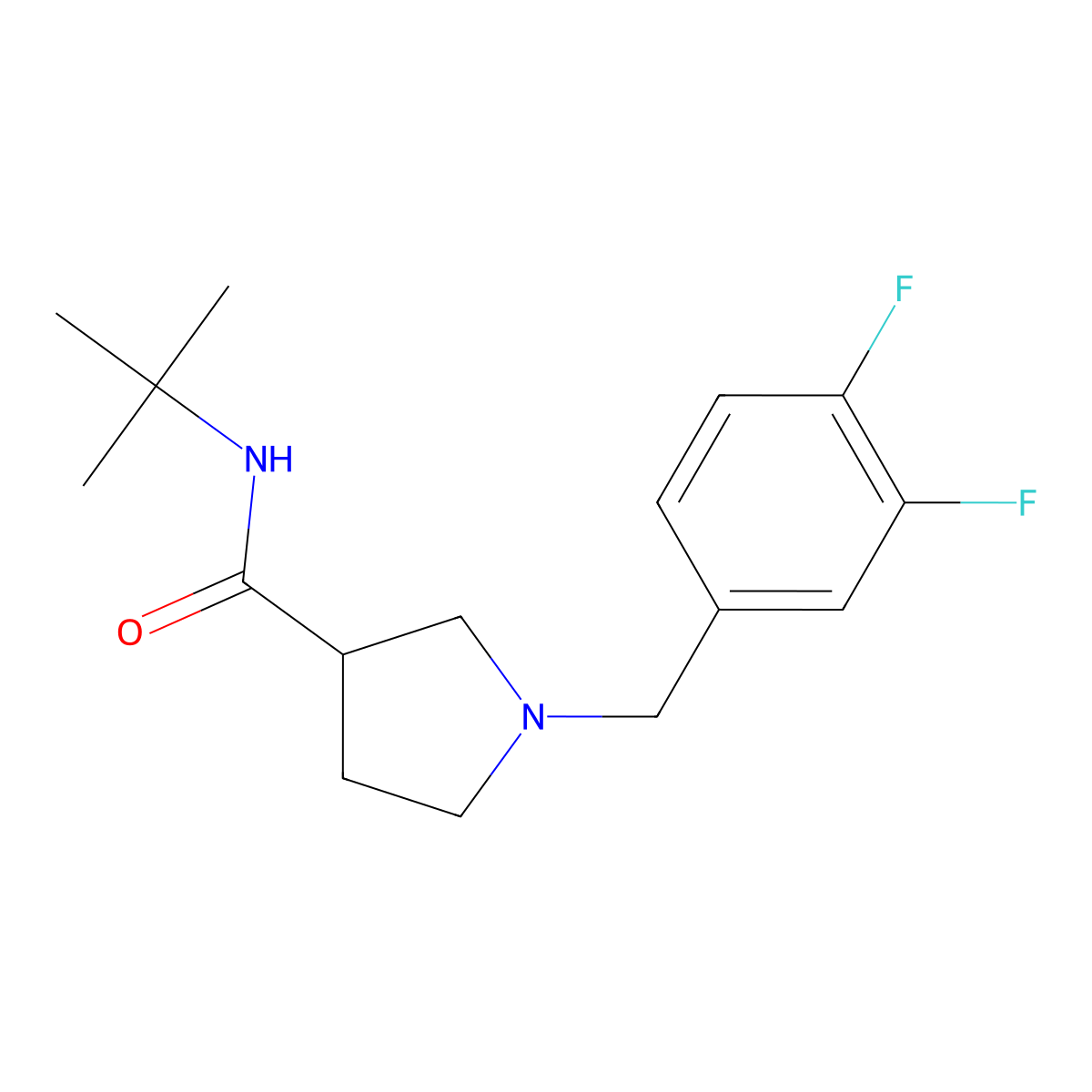 N-tert-butyl-1-[(3,4-difluorophenyl)methyl]pyrrolidine-3-carboxamide molecular structure, CAS 2741930-81-2