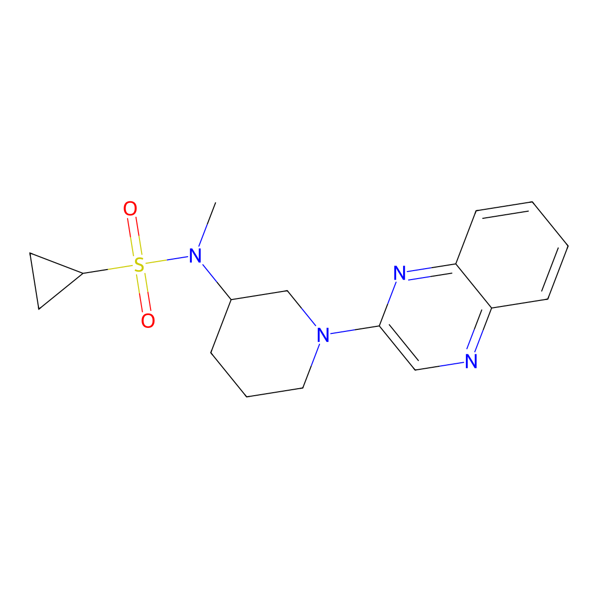 N-methyl-N-[1-(quinoxalin-2-yl)piperidin-3-yl]cyclopropanesulfonamide molecular structure, CAS 2741930-84-5