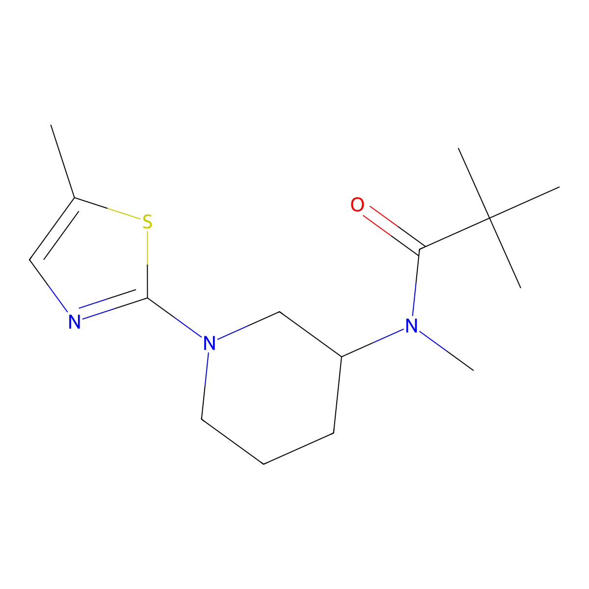 N,2,2-trimethyl-N-[1-(5-methyl-1,3-thiazol-2-yl)piperidin-3-yl]propanamide molecular structure, CAS 2741930-87-8