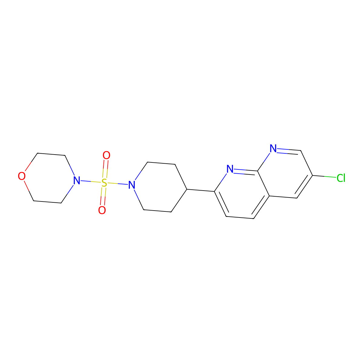 6-Chloro-2-[1-(morpholine-4-sulfonyl)piperidin-4-yl]-1,8-naphthyridine molecular structure, CAS 2741930-88-9