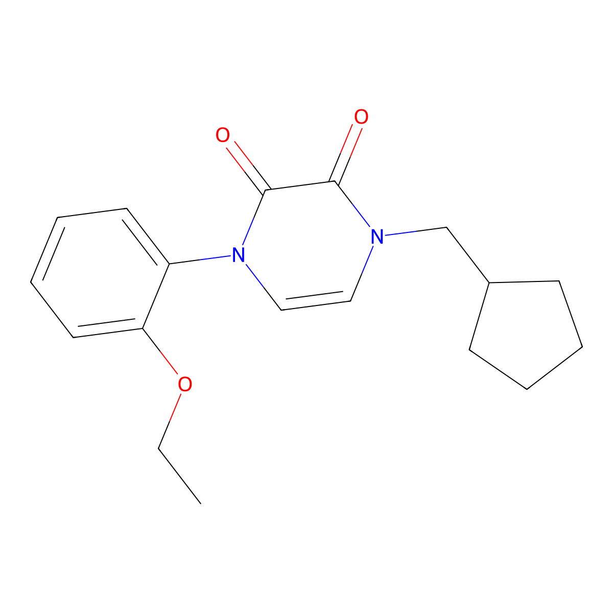 1-(Cyclopentylmethyl)-4-(2-ethoxyphenyl)-1,2,3,4-tetrahydropyrazine-2,3-dione molecular structure, CAS 2741930-89-0