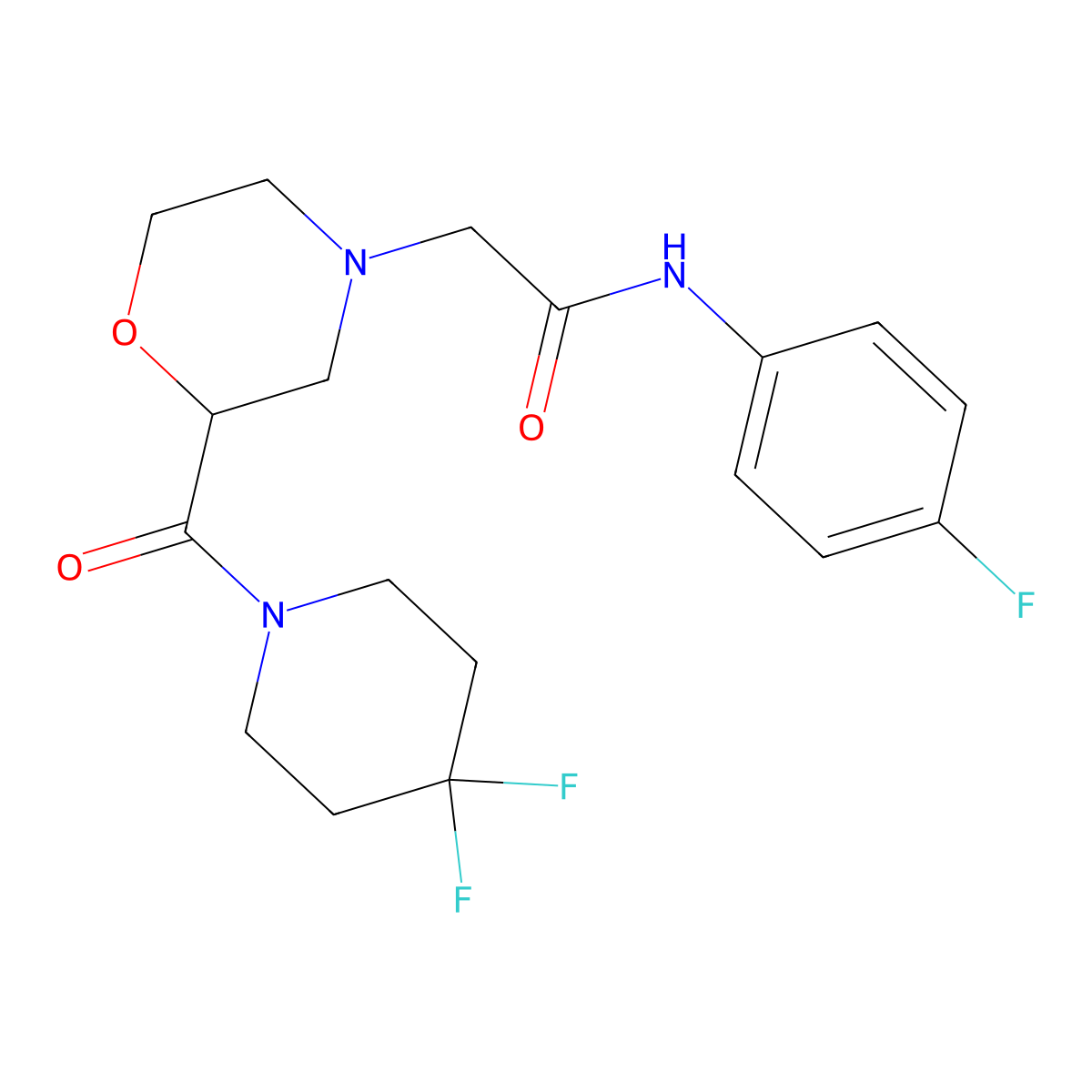2-[2-(4,4-difluoropiperidine-1-carbonyl)morpholin-4-yl]-N-(4-fluorophenyl)acetamide molecular structure, CAS 2741930-96-9