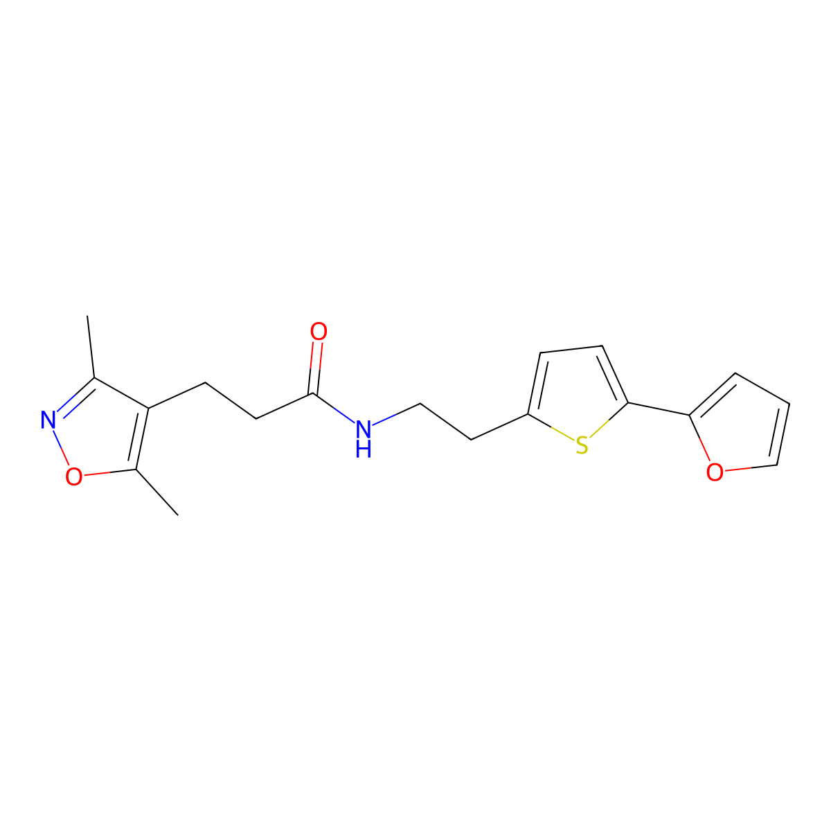 3-(3,5-dimethyl-1,2-oxazol-4-yl)-N-{2-[5-(furan-2-yl)thiophen-2-yl]ethyl}propanamide molecular structure, CAS 2741931-04-2