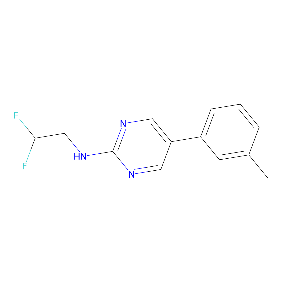 N-(2,2-difluoroethyl)-5-(3-methylphenyl)pyrimidin-2-amine molecular structure, CAS 2741931-05-3