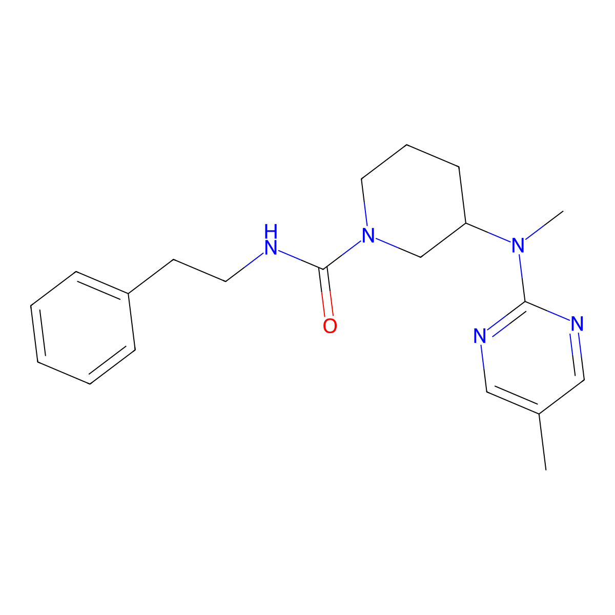 3-[methyl(5-methylpyrimidin-2-yl)amino]-N-(2-phenylethyl)piperidine-1-carboxamide molecular structure, CAS 2741931-06-4