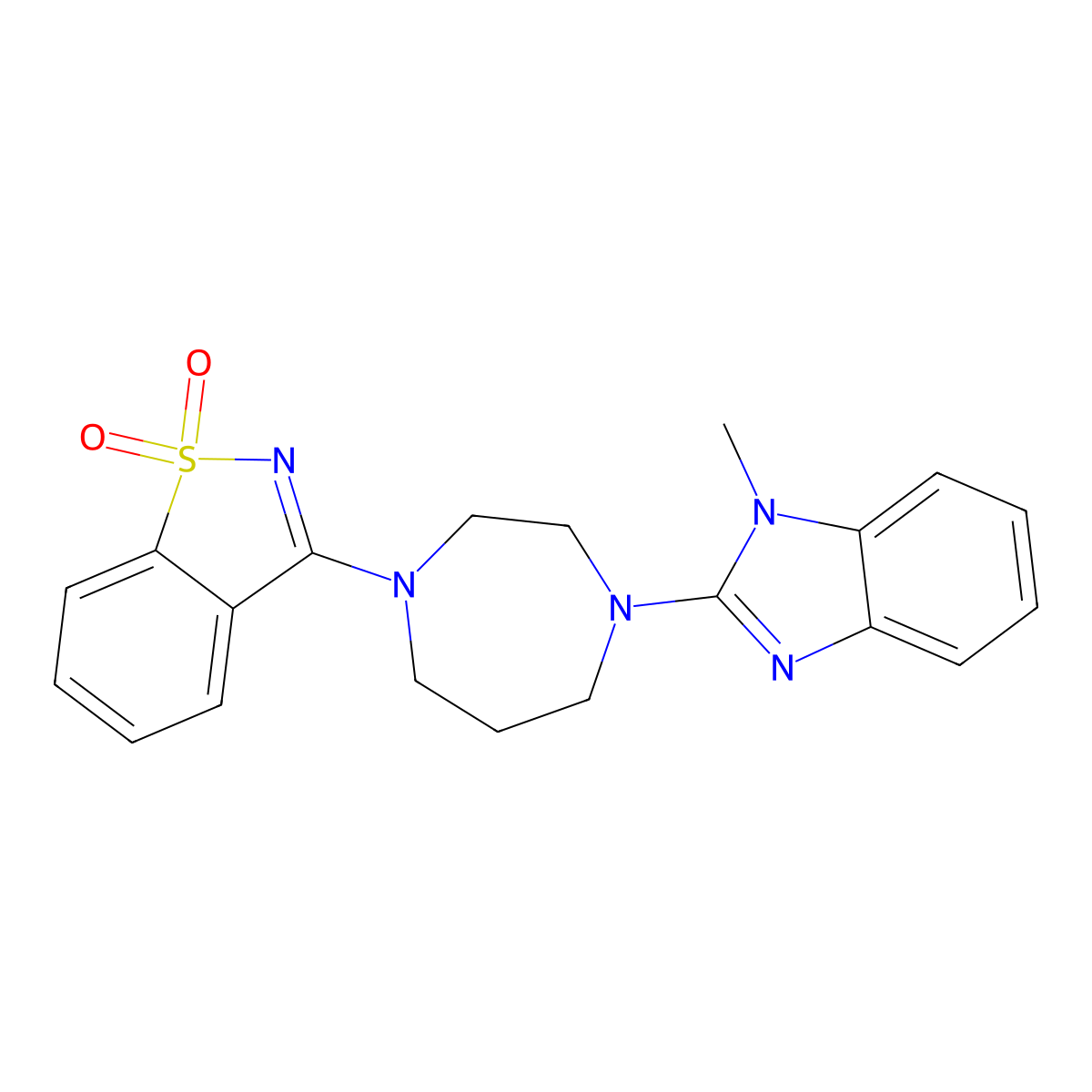 3-[4-(1-Methylbenzimidazol-2-yl)-1,4-diazepan-1-yl]-1,2-benzothiazole 1,1-dioxide molecular structure, CAS 2741931-07-5