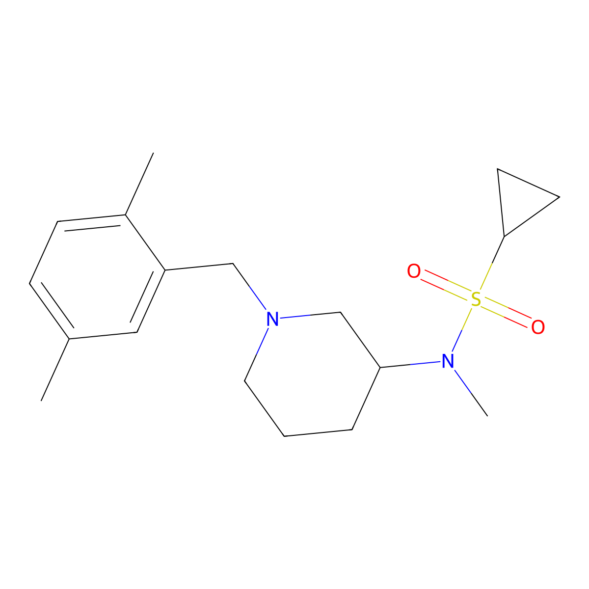 N-{1-[(2,5-dimethylphenyl)methyl]piperidin-3-yl}-N-methylcyclopropanesulfonamide molecular structure, CAS 2741931-13-3