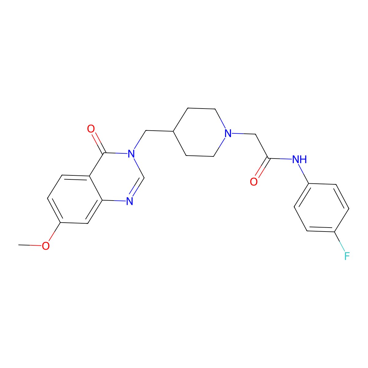 N-(4-fluorophenyl)-2-{4-[(7-methoxy-4-oxo-3,4-dihydroquinazolin-3-yl)methyl]piperidin-1-yl}acetamide molecular structure, CAS 2741931-14-4