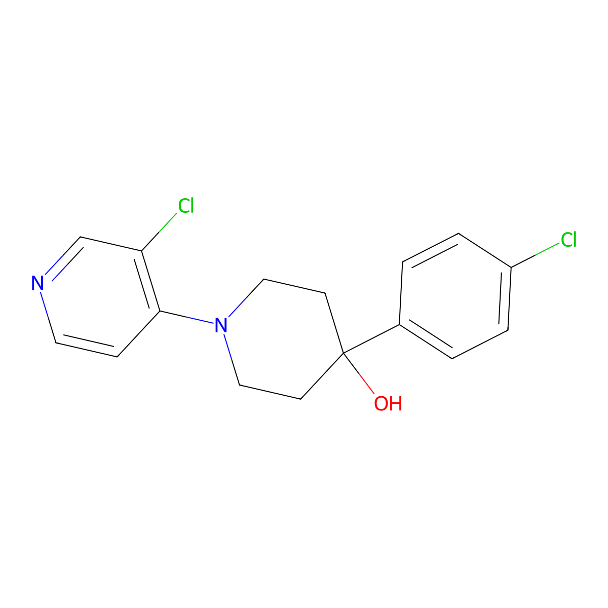 4-(4-Chlorophenyl)-1-(3-chloropyridin-4-yl)piperidin-4-ol molecular structure, CAS 2741931-16-6
