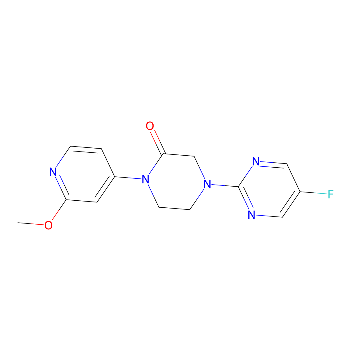 4-(5-Fluoropyrimidin-2-yl)-1-(2-methoxypyridin-4-yl)piperazin-2-one molecular structure, CAS 2741931-17-7