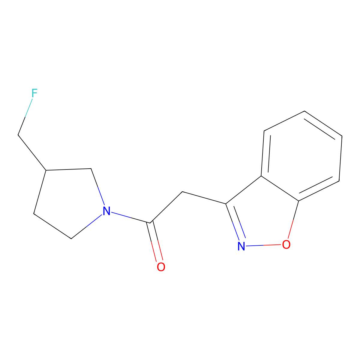 2-(1,2-Benzoxazol-3-yl)-1-[3-(fluoromethyl)pyrrolidin-1-yl]ethan-1-one molecular structure, CAS 2741931-22-4