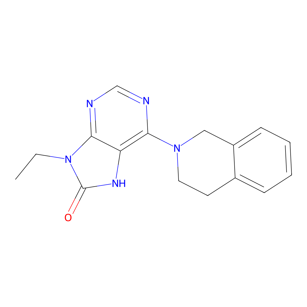 9-ethyl-6-(1,2,3,4-tetrahydroisoquinolin-2-yl)-8,9-dihydro-7H-purin-8-one molecular structure, CAS 2741931-23-5