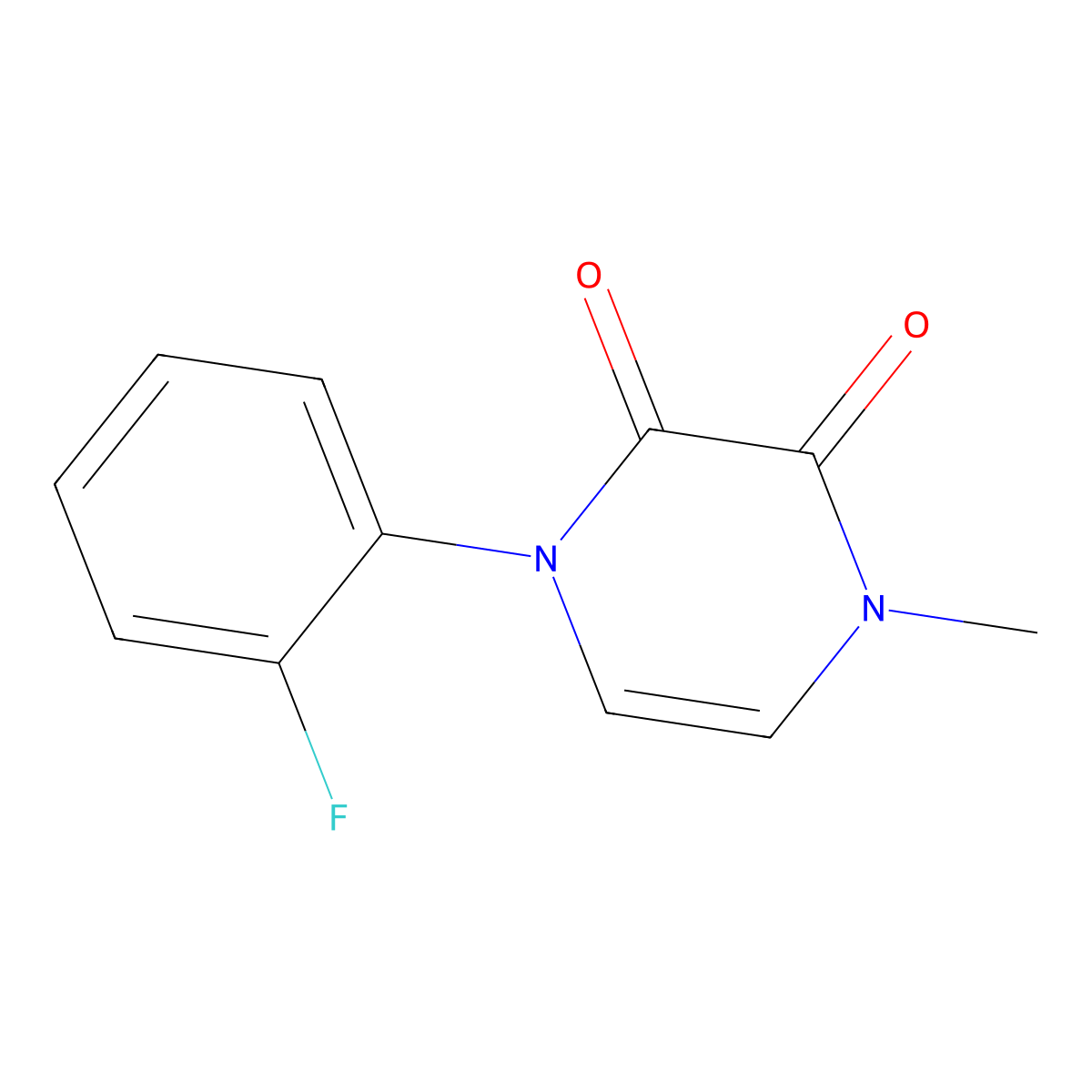 1-(2-Fluorophenyl)-4-methyl-1,2,3,4-tetrahydropyrazine-2,3-dione molecular structure, CAS 2741931-24-6