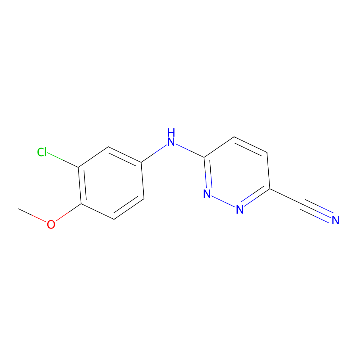 6-[(3-Chloro-4-methoxyphenyl)amino]pyridazine-3-carbonitrile molecular structure, CAS 2741931-25-7