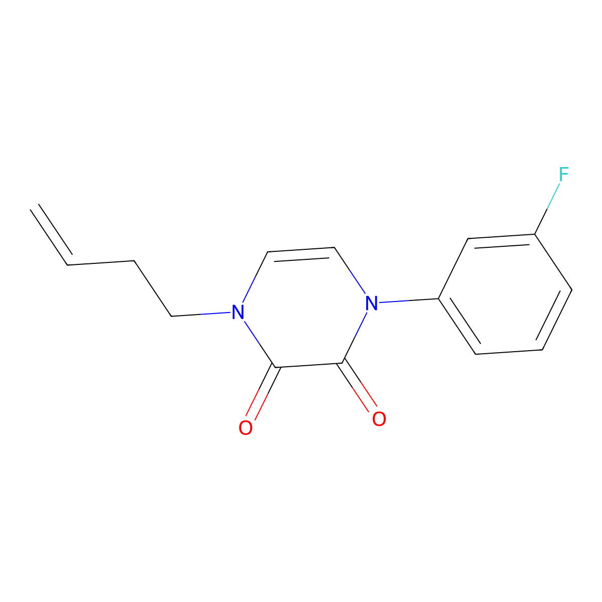 1-(But-3-en-1-yl)-4-(3-fluorophenyl)-1,2,3,4-tetrahydropyrazine-2,3-dione molecular structure, CAS 2741931-40-6