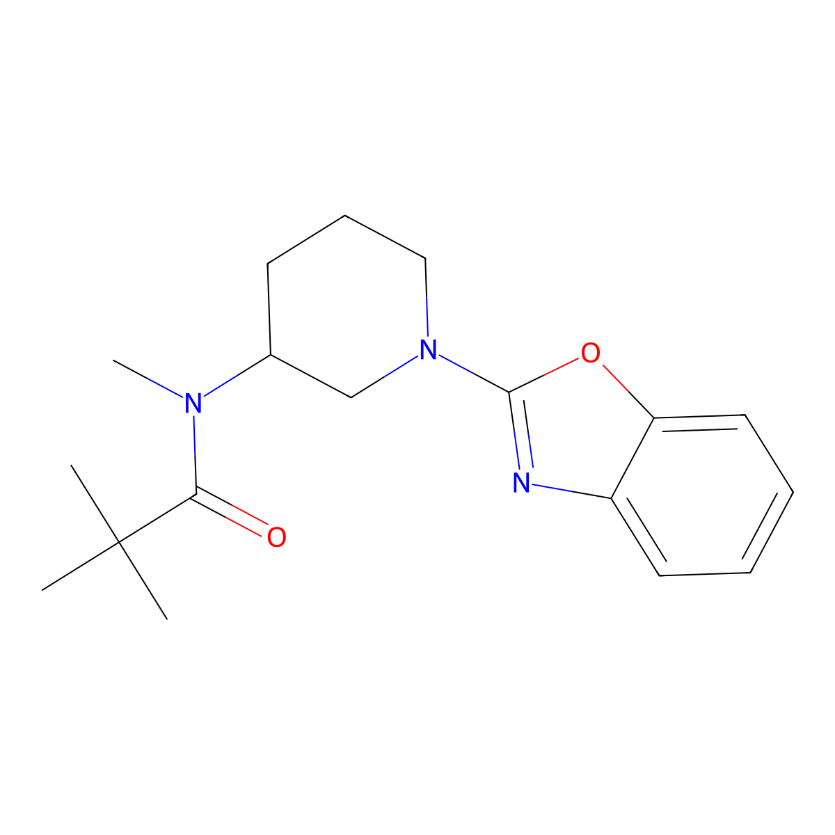 N-[1-(1,3-benzoxazol-2-yl)piperidin-3-yl]-N,2,2-trimethylpropanamide molecular structure, CAS 2741931-43-9