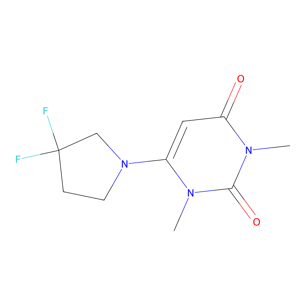 6-(3,3-Difluoropyrrolidin-1-yl)-1,3-dimethyl-1,2,3,4-tetrahydropyrimidine-2,4-dione molecular structure, CAS 2741931-49-5