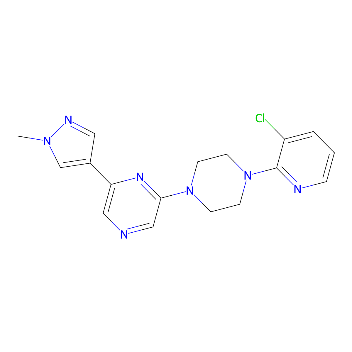 2-[4-(3-chloropyridin-2-yl)piperazin-1-yl]-6-(1-methyl-1H-pyrazol-4-yl)pyrazine molecular structure, CAS 2741931-51-9