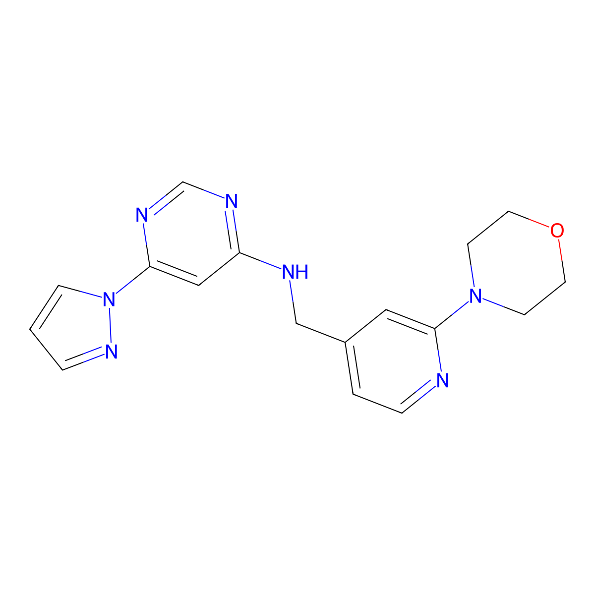 N-{[2-(morpholin-4-yl)pyridin-4-yl]methyl}-6-(1H-pyrazol-1-yl)pyrimidin-4-amine molecular structure, CAS 2741931-58-6