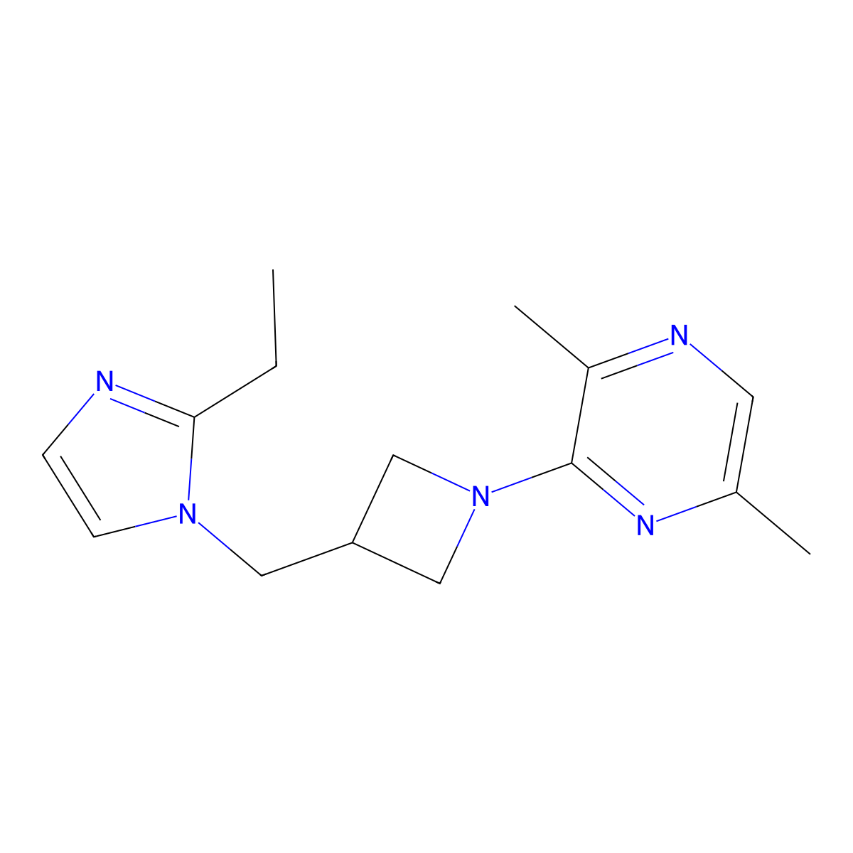 3-{3-[(2-ethyl-1H-imidazol-1-yl)methyl]azetidin-1-yl}-2,5-dimethylpyrazine molecular structure, CAS 2741931-60-0