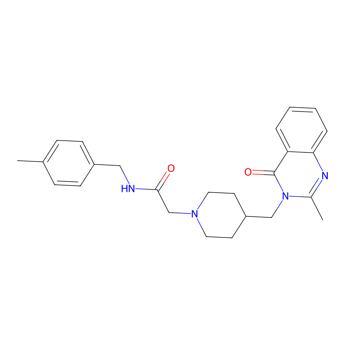 2-{4-[(2-methyl-4-oxo-3,4-dihydroquinazolin-3-yl)methyl]piperidin-1-yl}-N-[(4-methylphenyl)methyl]acetamide molecular structure, CAS 2741931-61-1