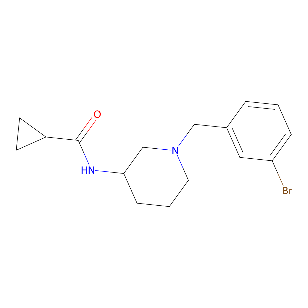 N-{1-[(3-bromophenyl)methyl]piperidin-3-yl}cyclopropanecarboxamide molecular structure, CAS 2741931-62-2