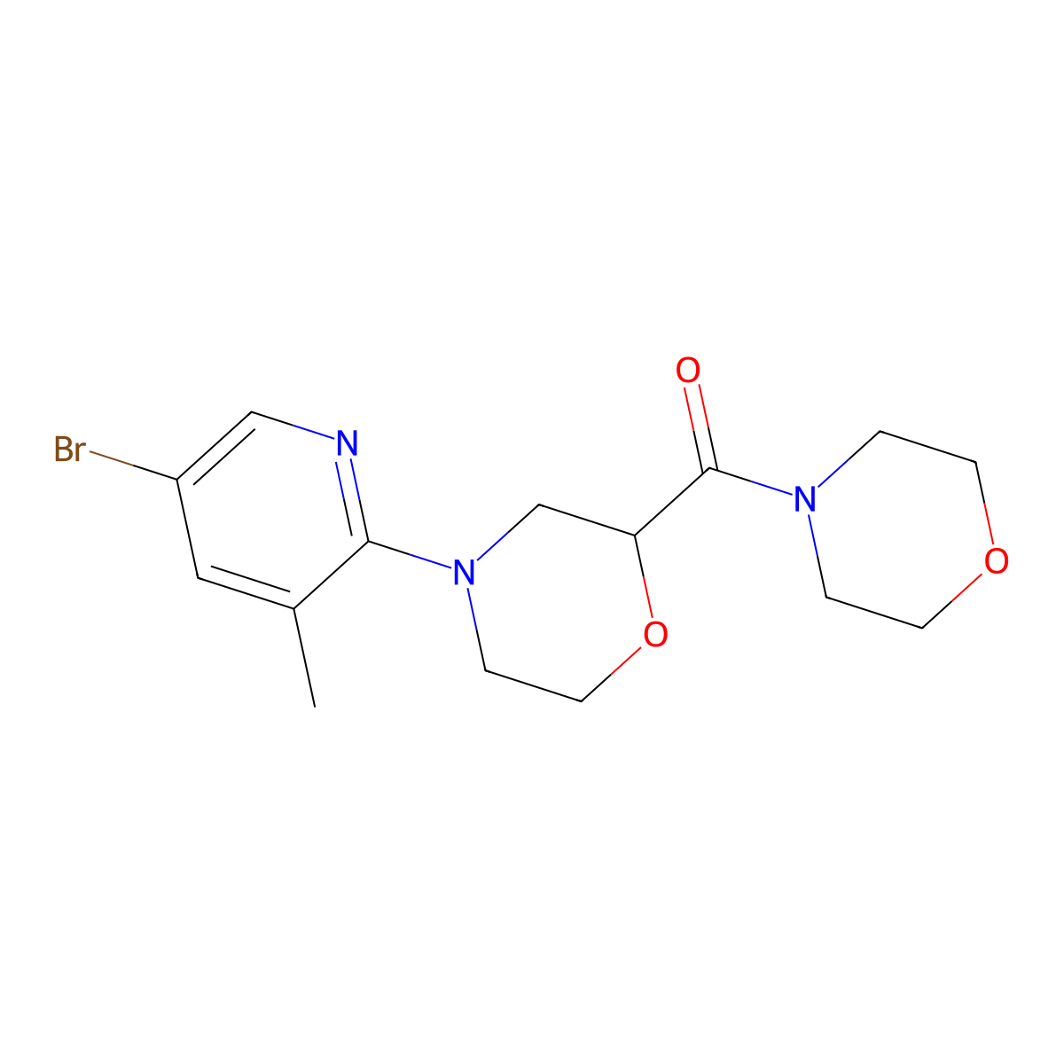 4-(5-Bromo-3-methylpyridin-2-yl)-2-(morpholine-4-carbonyl)morpholine molecular structure, CAS 2741931-66-6