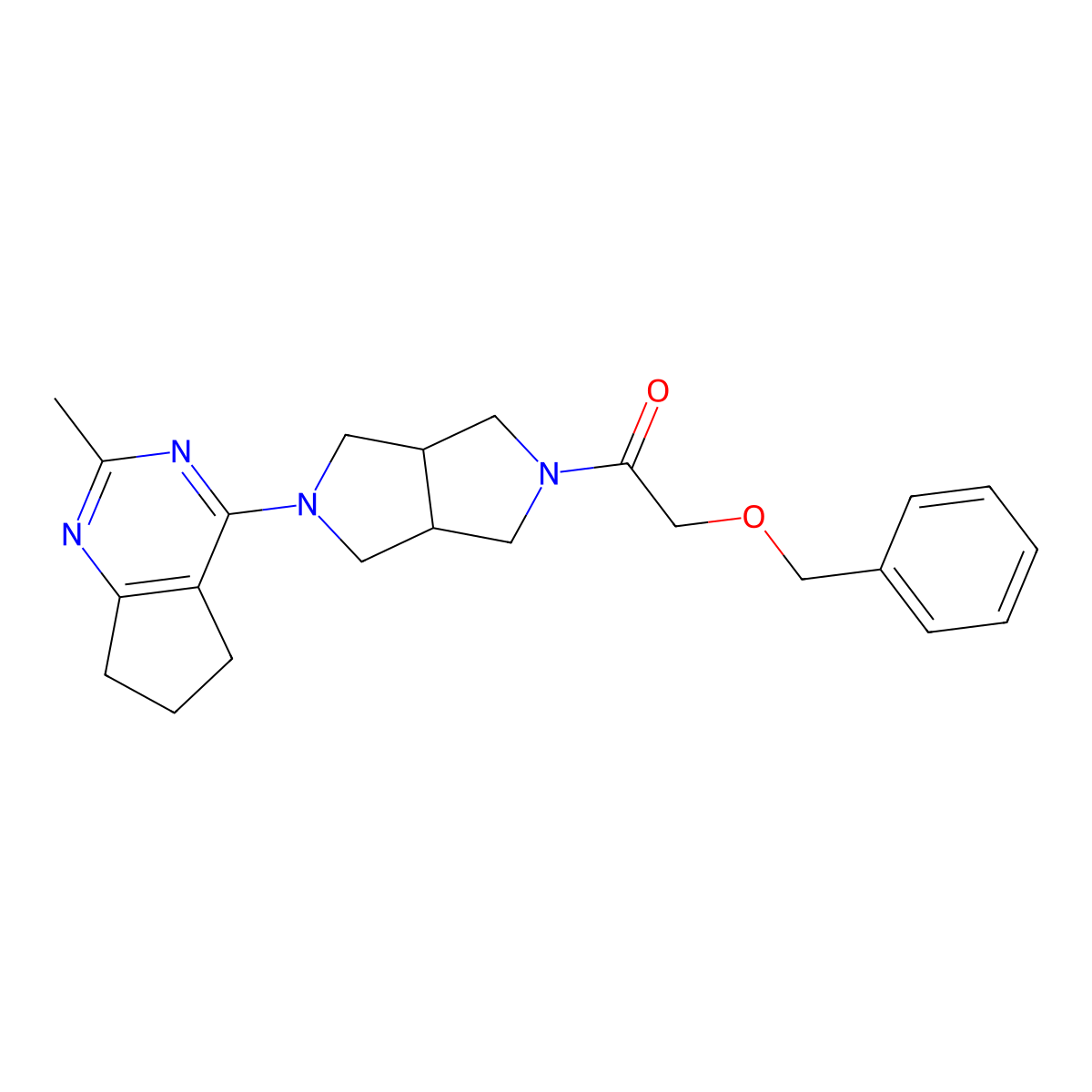 2-(benzyloxy)-1-(5-{2-methyl-5H,6H,7H-cyclopenta[d]pyrimidin-4-yl}-octahydropyrrolo[3,4-c]pyrrol-2-yl)ethan-1-one molecular structure, CAS 2741931-71-3