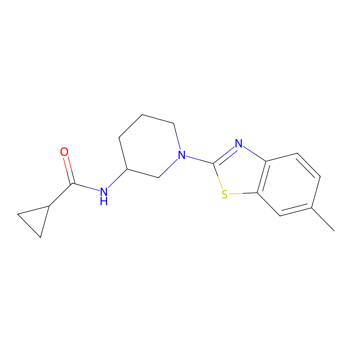 N-[1-(6-methyl-1,3-benzothiazol-2-yl)piperidin-3-yl]cyclopropanecarboxamide molecular structure, CAS 2741931-73-5