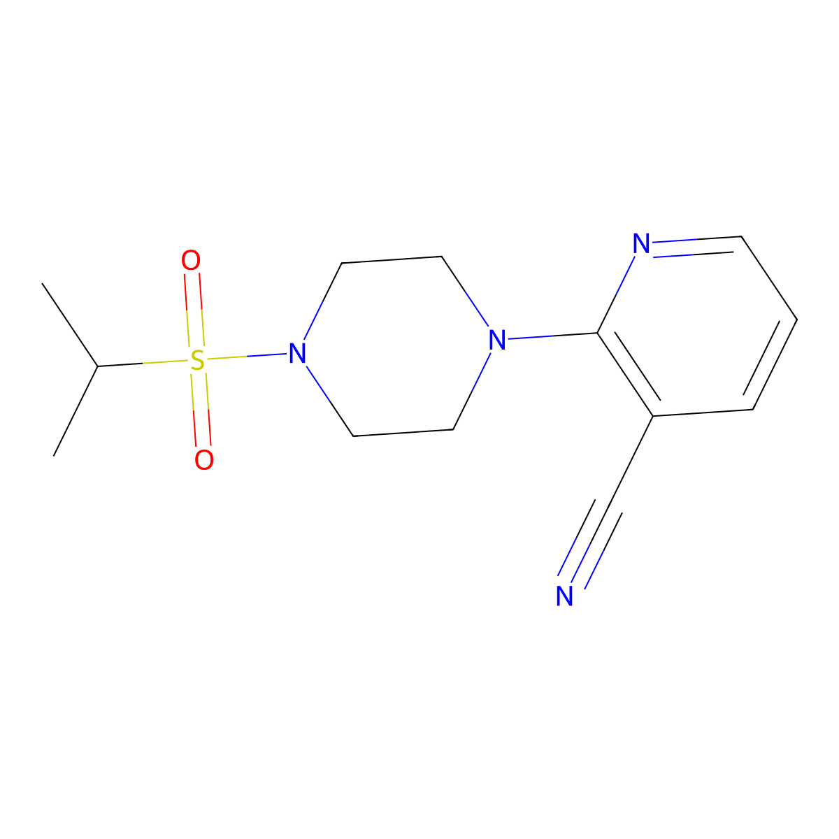 2-[4-(Propane-2-sulfonyl)piperazin-1-yl]pyridine-3-carbonitrile molecular structure, CAS 2741931-76-8