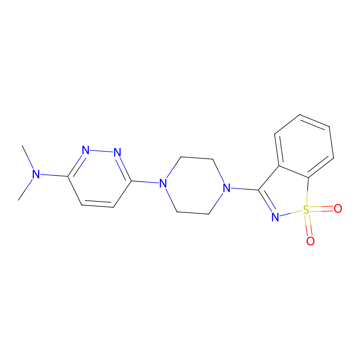 3-{4-[6-(Dimethylamino)pyridazin-3-yl]piperazin-1-yl}-1lambda6,2-benzothiazole-1,1-dione molecular structure, CAS 2741931-81-5