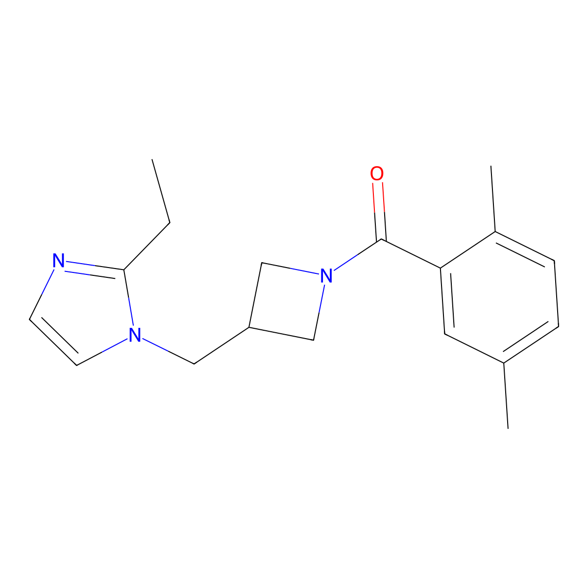 1-{[1-(2,5-dimethylbenzoyl)azetidin-3-yl]methyl}-2-ethyl-1H-imidazole molecular structure, CAS 2741931-82-6
