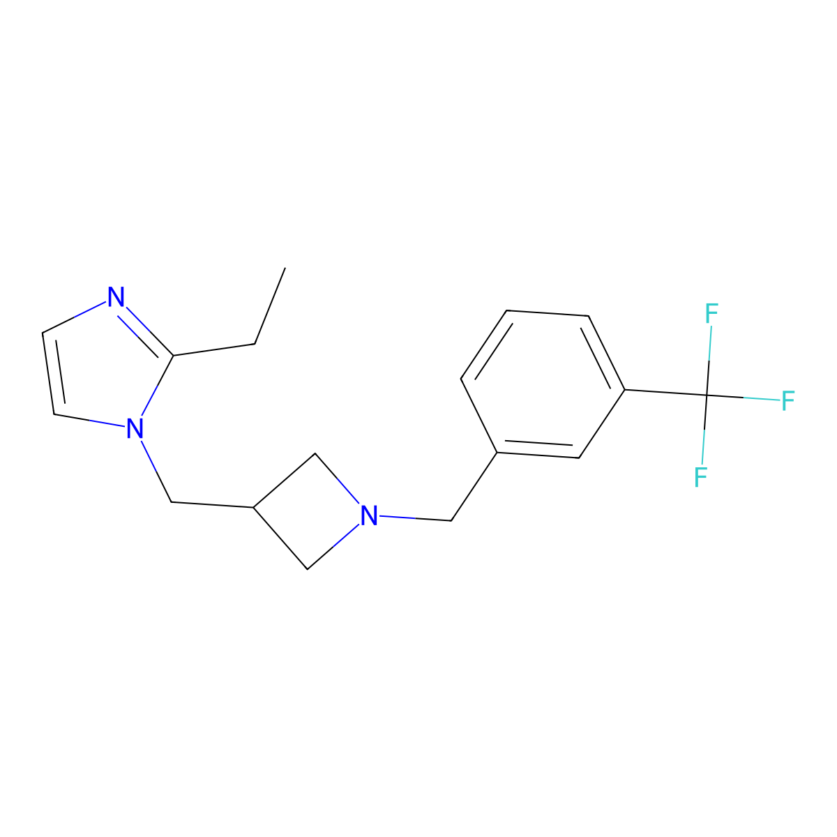 2-ethyl-1-[(1-{[3-(trifluoromethyl)phenyl]methyl}azetidin-3-yl)methyl]-1H-imidazole molecular structure, CAS 2741931-87-1