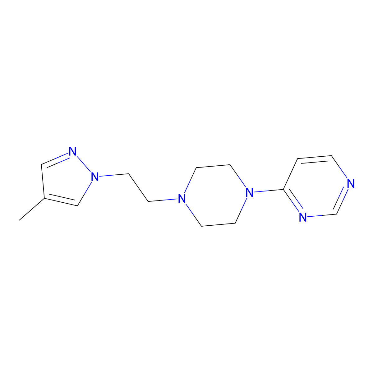 4-{4-[2-(4-methyl-1H-pyrazol-1-yl)ethyl]piperazin-1-yl}pyrimidine molecular structure, CAS 2741931-90-6