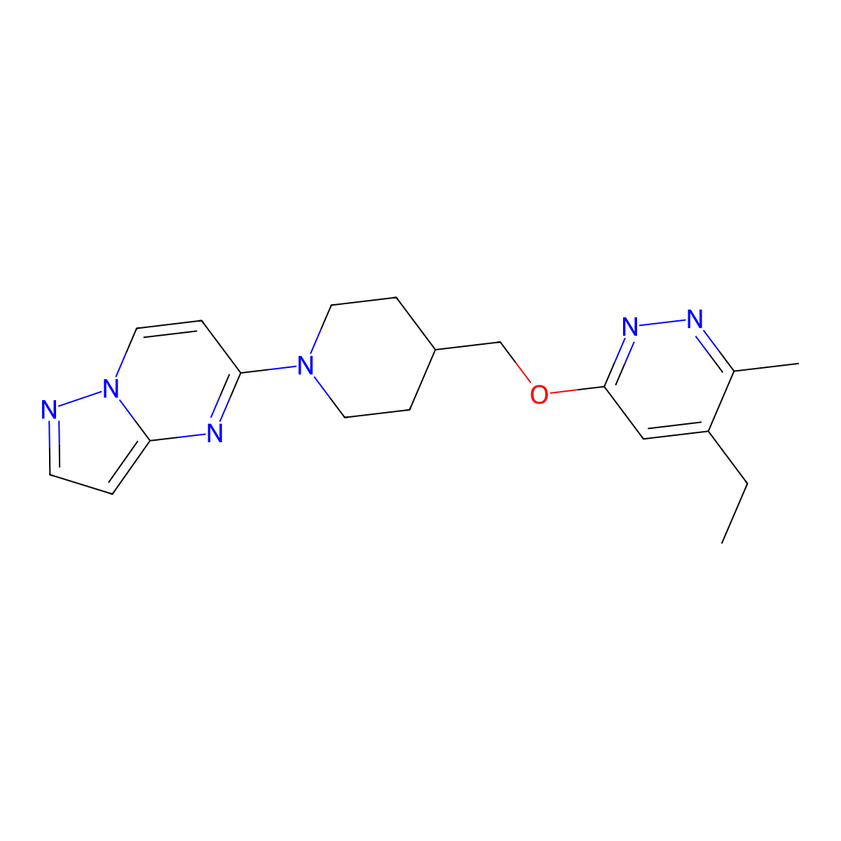 4-Ethyl-3-methyl-6-[(1-{pyrazolo[1,5-a]pyrimidin-5-yl}piperidin-4-yl)methoxy]pyridazine molecular structure, CAS 2741931-92-8