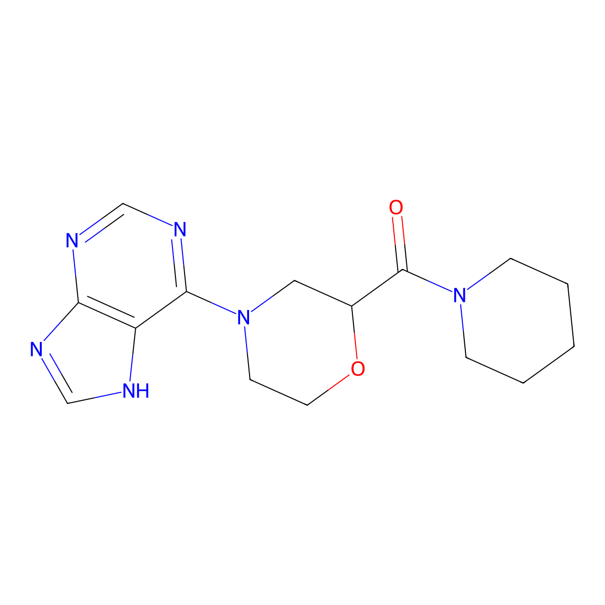 6-[2-(piperidine-1-carbonyl)morpholin-4-yl]-9H-purine molecular structure, CAS 2741931-93-9